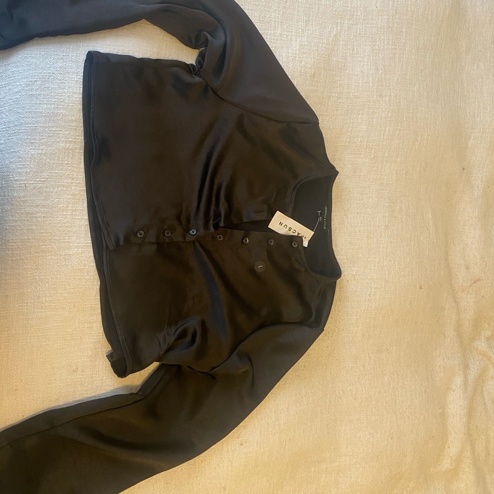 Kendall and Kylie Black silk crop top